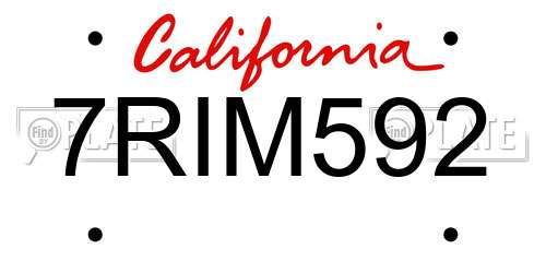 7RIM592 California License Plate