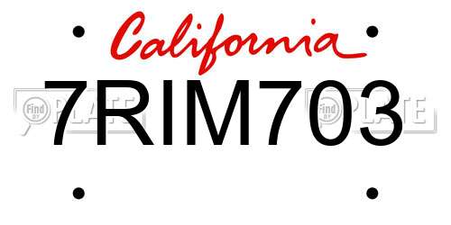 7RIM703 California License Plate
