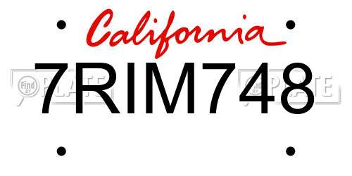 7RIM748 California License Plate