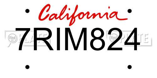 7RIM824 California License Plate