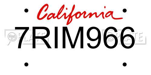 7RIM966 California License Plate