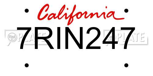 7RIN247 California License Plate