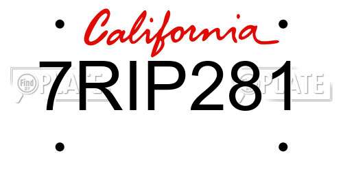7RIP281 California License Plate