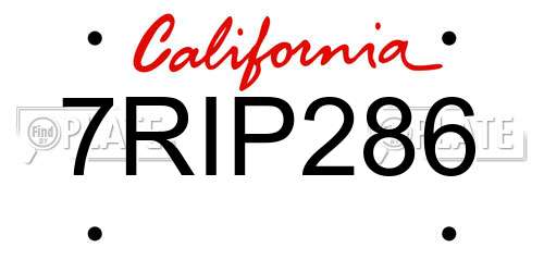 7RIP286 California License Plate