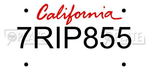 7RIP855 California License Plate