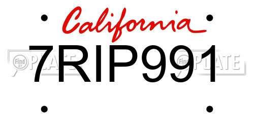 7RIP991 California License Plate