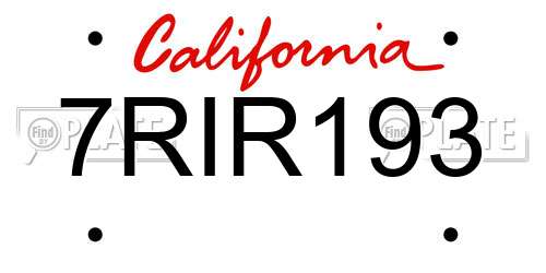 7RIR193 California License Plate