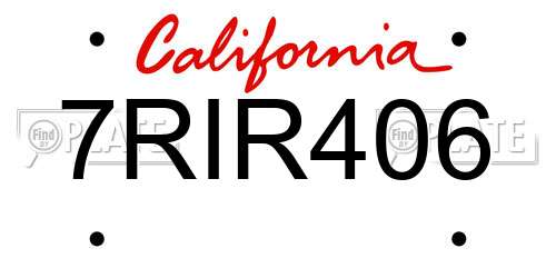 7RIR406 California License Plate
