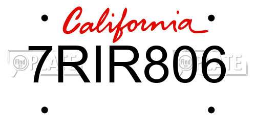 7RIR806 California License Plate