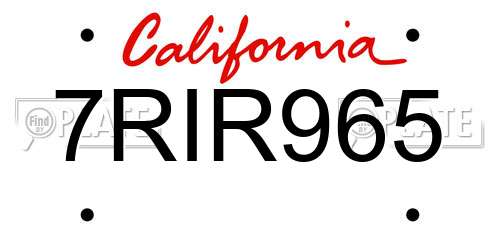 7RIR965 California License Plate