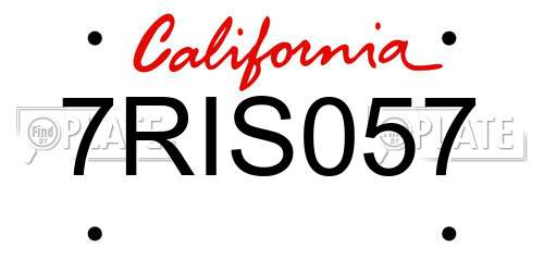 7RIS057 California License Plate
