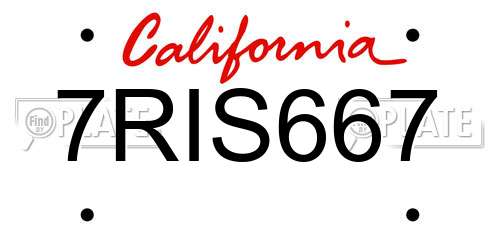 7RIS667 California License Plate