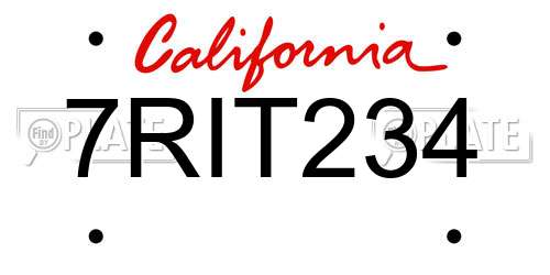 7RIT234 California License Plate