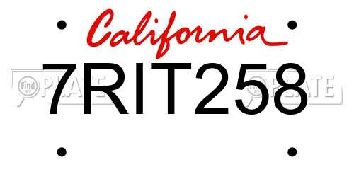 7RIT258 California License Plate