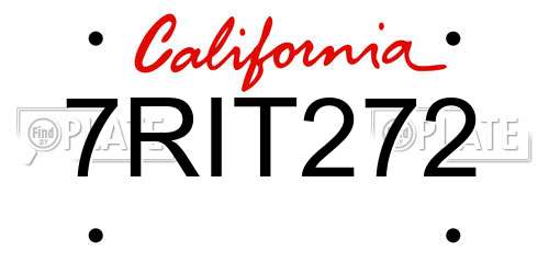 7RIT272 California License Plate