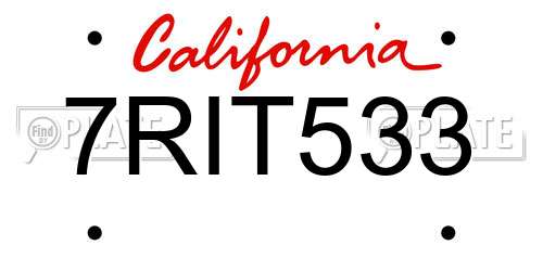 7RIT533 California License Plate