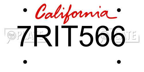 7RIT566 California License Plate