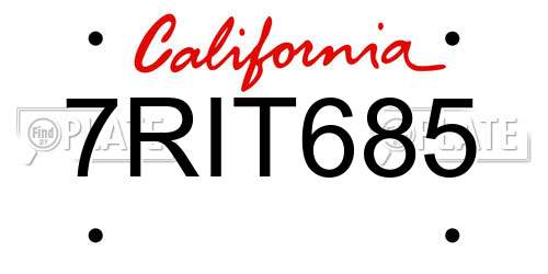 7RIT685 California License Plate
