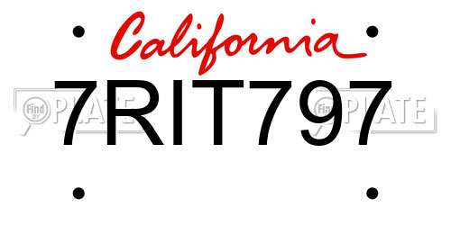 7RIT797 California License Plate