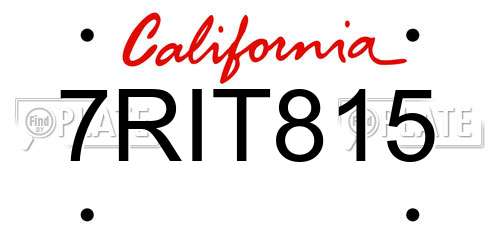 7RIT815 California License Plate
