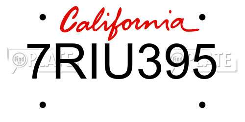 7RIU395 California License Plate