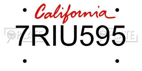 7RIU595 California License Plate