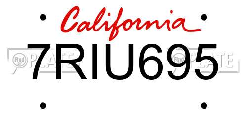 7RIU695 California License Plate