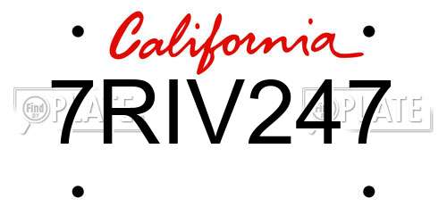 7RIV247 California License Plate