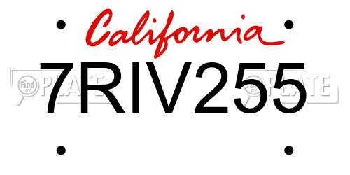7RIV255 California License Plate