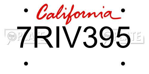 7RIV395 California License Plate