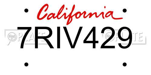 7RIV429 California License Plate