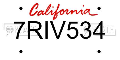 7RIV534 California License Plate