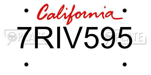 7RIV595 California License Plate