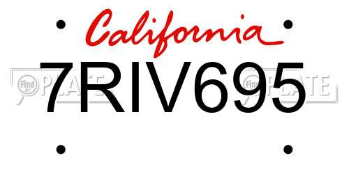 7RIV695 California License Plate