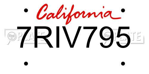 7RIV795 California License Plate