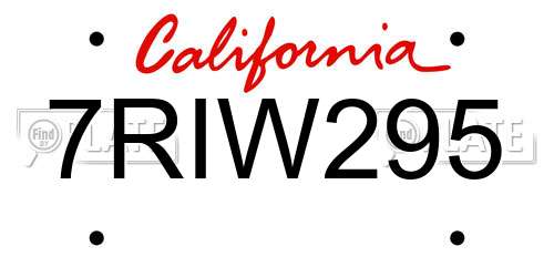 7RIW295 California License Plate