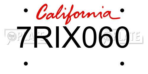 7RIX060 California License Plate