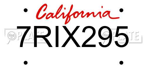 7RIX295 California License Plate