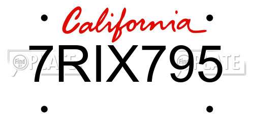 7RIX795 California License Plate