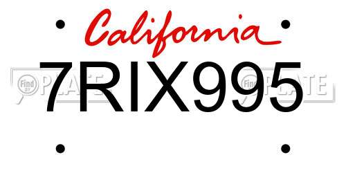 7RIX995 California License Plate