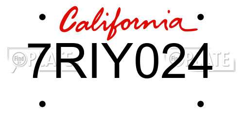 7RIY024 California License Plate