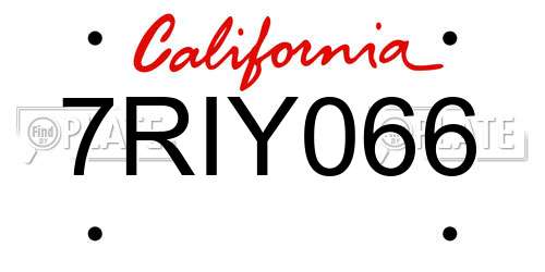 7RIY066 California License Plate