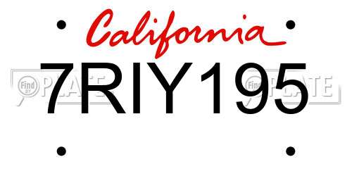 7RIY195 California License Plate