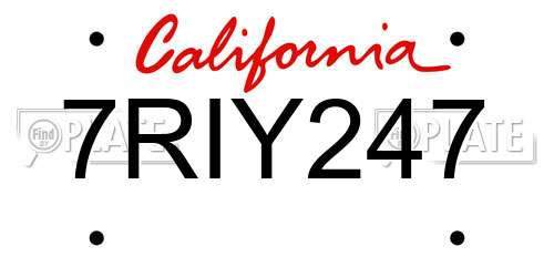 7RIY247 California License Plate