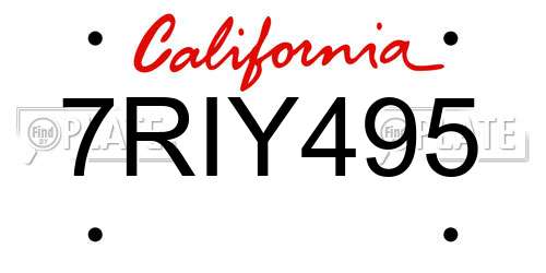 7RIY495 California License Plate