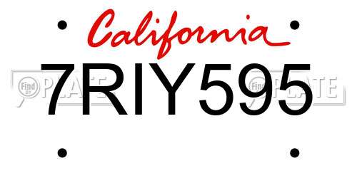 7RIY595 California License Plate
