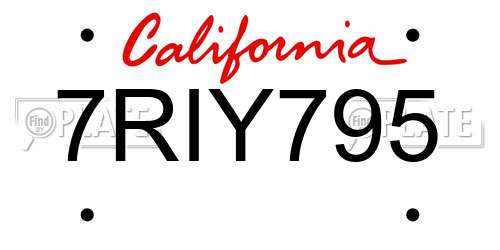 7RIY795 California License Plate