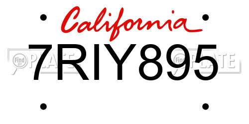 7RIY895 California License Plate