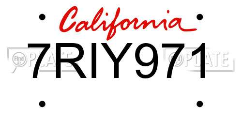 7RIY971 California License Plate