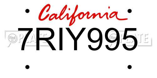 7RIY995 California License Plate